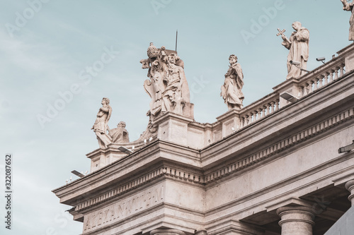 Detail from buildings in Piazza San Pietro, St Peter's Square in Vatican