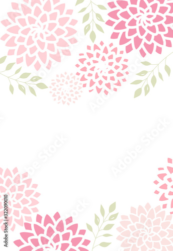 Vector illustration pink flowers on a white background. Background with flower and leaf decoration