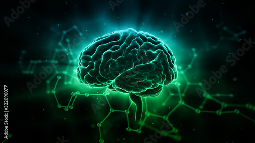 Brain head human mental idea mind 3D illustration background