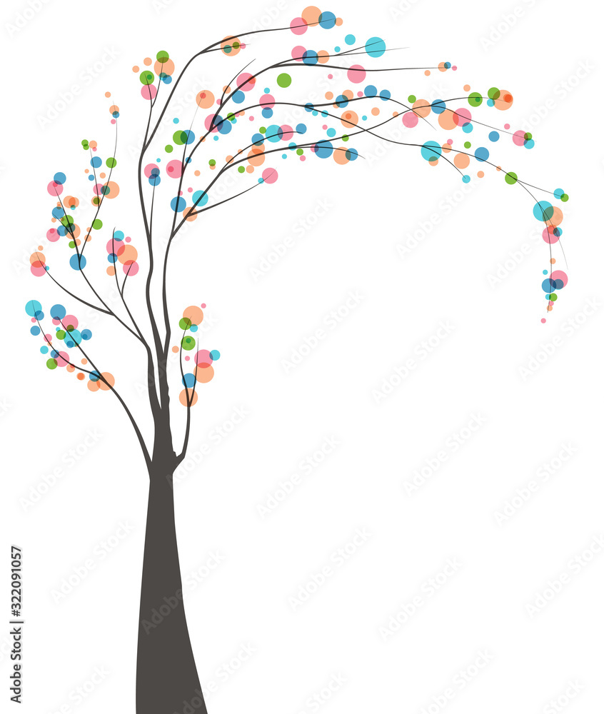 Vector illustration of a tree with leaves on a white background