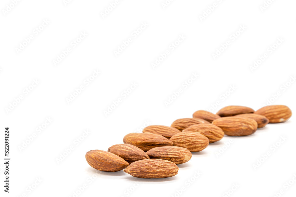 Almond nuts isolated with white background. Almond nuts isolated with white background.