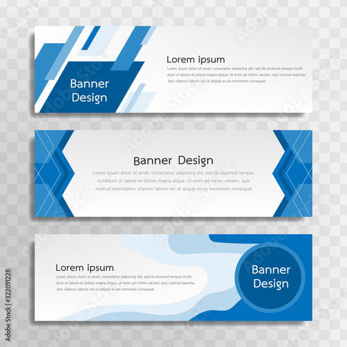 A set of blue banner templates designed for the web and various headlines are available in three different designs.