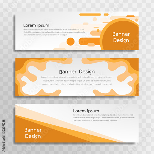 A set of yellow banner templates designed for the web and various headlines are available in three different designs.