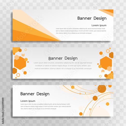 A set of yellow banner templates designed for the web and various headlines are available in three different designs.