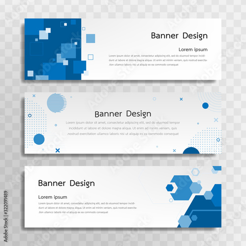 A set of blue banner templates designed for the web and various headlines are available in three different designs.