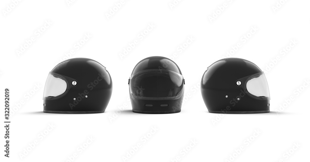 Obraz premium Blank white moto helmet mock up, front and side view