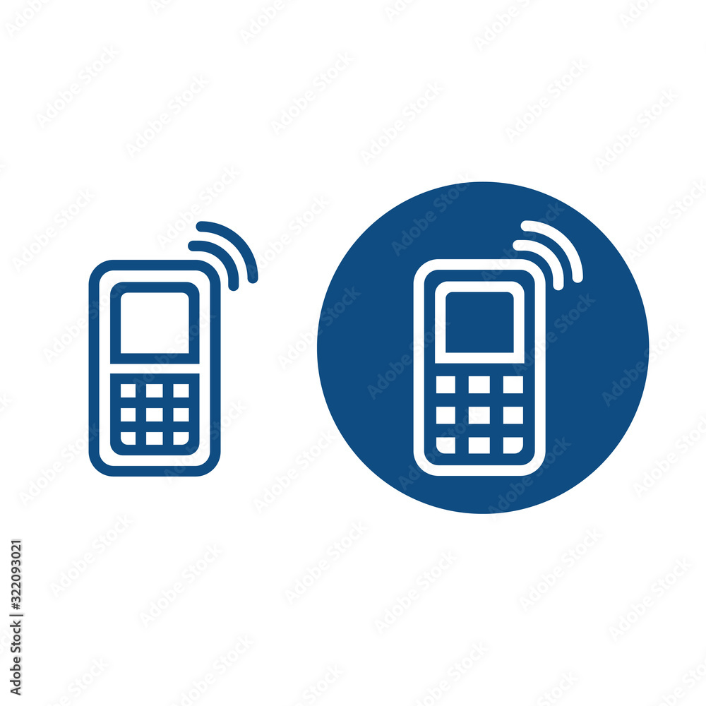 Drawn mobile phone for contact. On a round blue background and without. Vector isolated illustration. Drawn mobile phone for contact. On a round blue background and without. Vector isolated illustration.