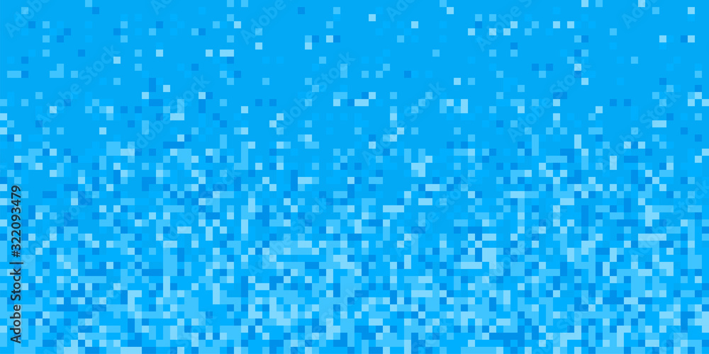 Pixel pattern. Vector horizontal seamless background. abstract blue mosaic texture design. Retro geometric illustration. Game wallpaper. Simple repeat square for bath, pool