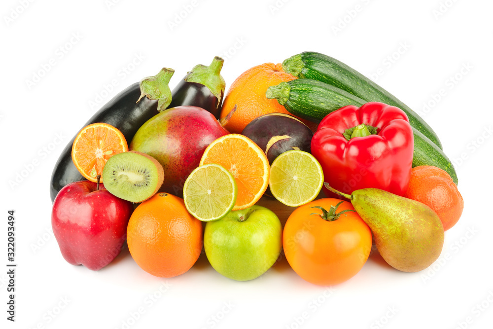 Vegetables and fruits isolated on a white background. Vegetables and fruits isolated on a white background.
