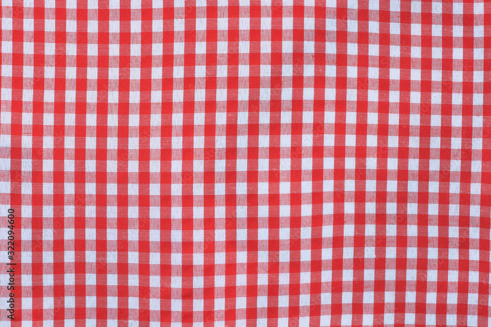 red texture of checkered picnic blanket