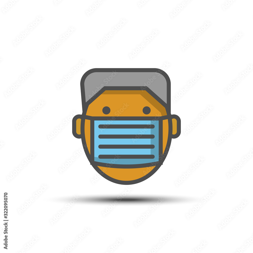 People with dust mask flat icon white background People with dust mask flat icon white background