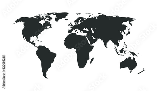 World map flat icon. Travel earth silhouette backdrop isolated on white background for web site, app, anual report, infographics. Vector globe worldwide illustration