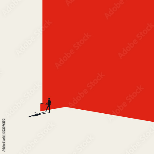 Business creative solution vector concept with businessman painting wall. Symbol of new approach, ideas, thinking.