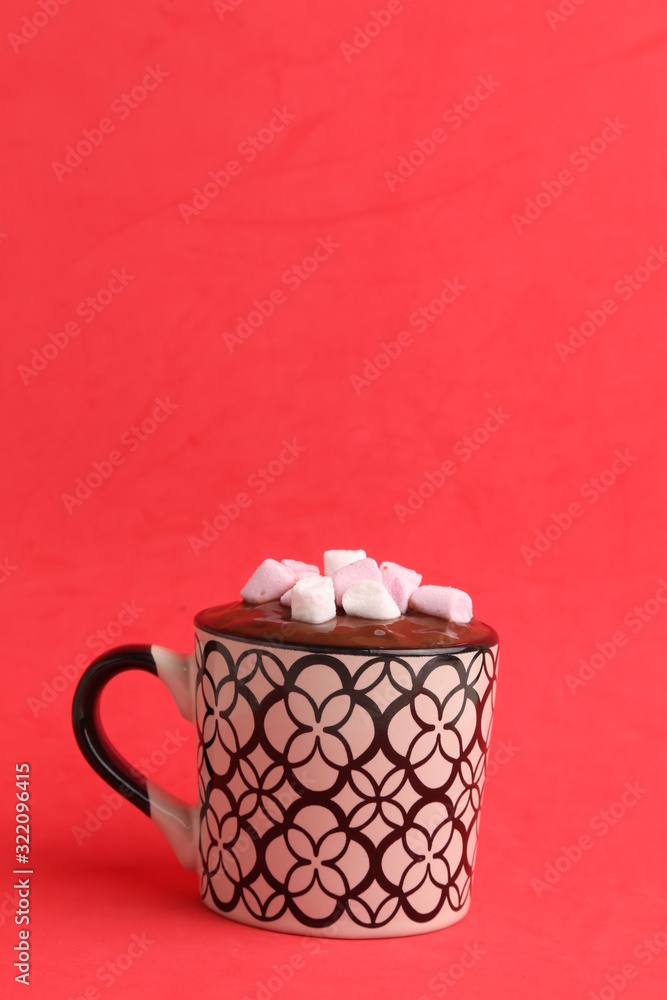 cup of delicious homemade chocolate with marshmallows
