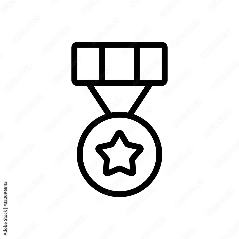 Army Medal Icon Vector. Thin line sign. Isolated contour symbol illustration Army Medal Icon Vector. Thin line sign. Isolated contour symbol illustration