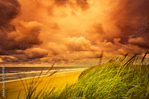 Sandstrand  und Dünenlandschaft von Thorsminde, Dänemark photo