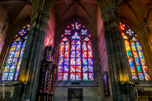Cuadro en lienzo Colorful stained Glass Windows on the Windows of St