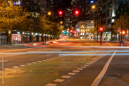 traffic in the city at night