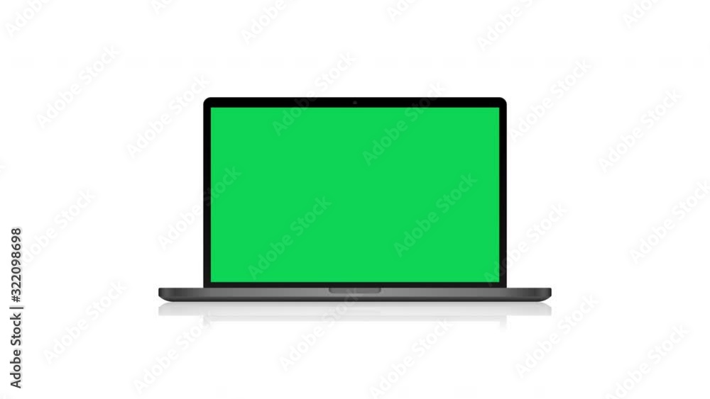 Laptop with green screen on white background animation 4k video Laptop with green screen on white background animation 4k video