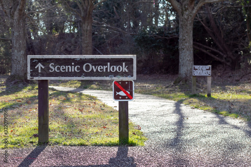 Trail head sign for a scenic overlook.