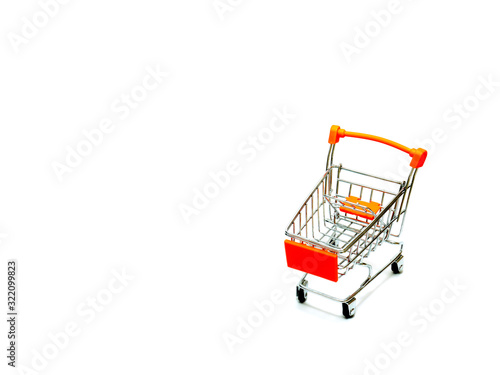 Mini shopping cart isolated on white background.