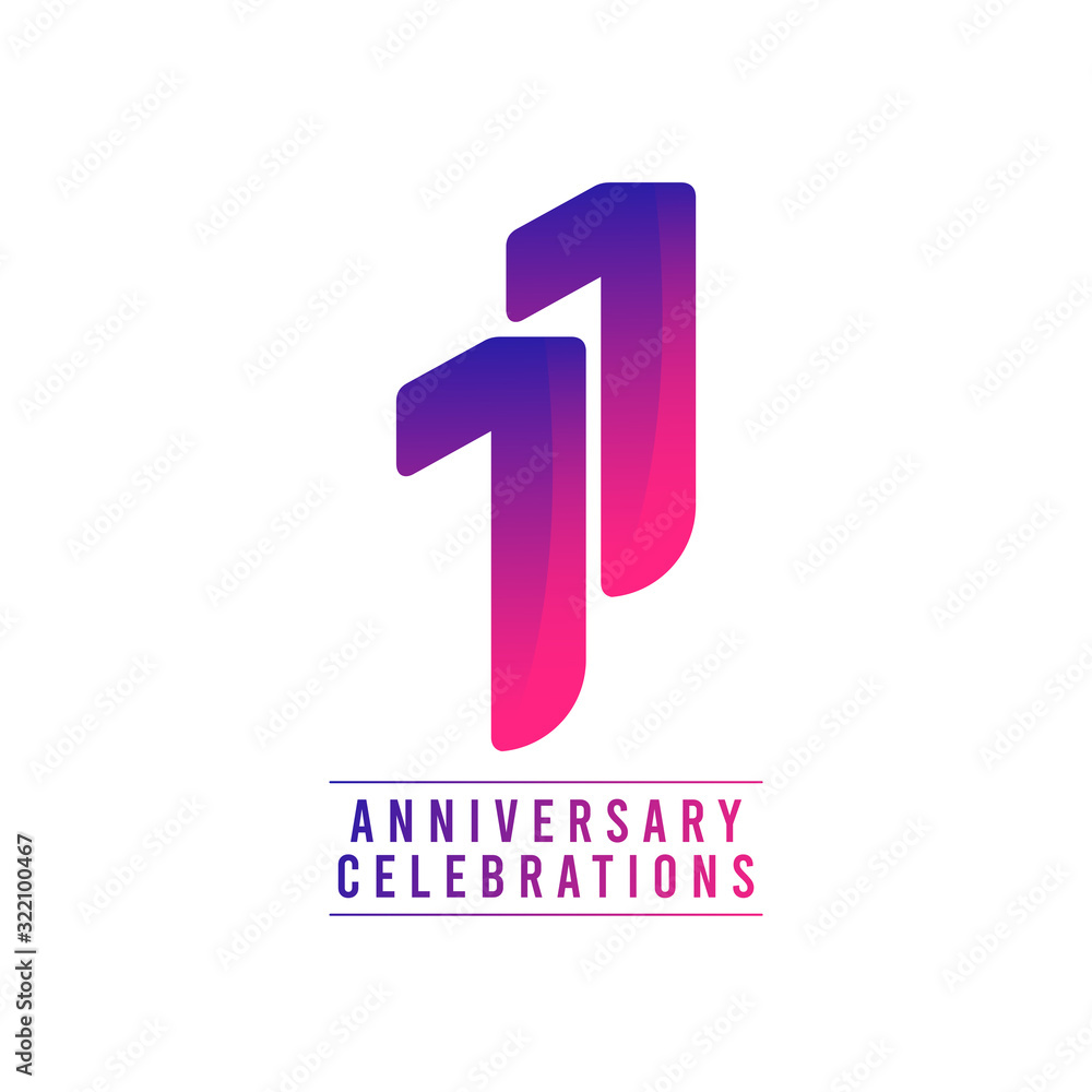 11 Years Anniversary Celebrations Vector Template Design Illustration 11 Years Anniversary Celebrations Vector Template Design Illustration