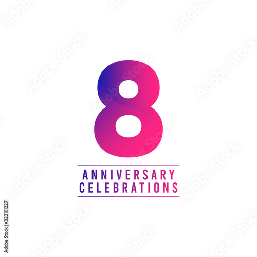 8 Years Anniversary Celebrations Vector Template Design Illustration