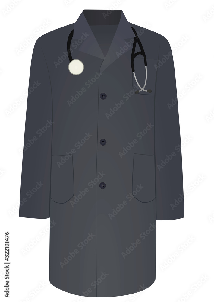 Grey medical coat with stethoscope. vector Grey medical coat with stethoscope. vector