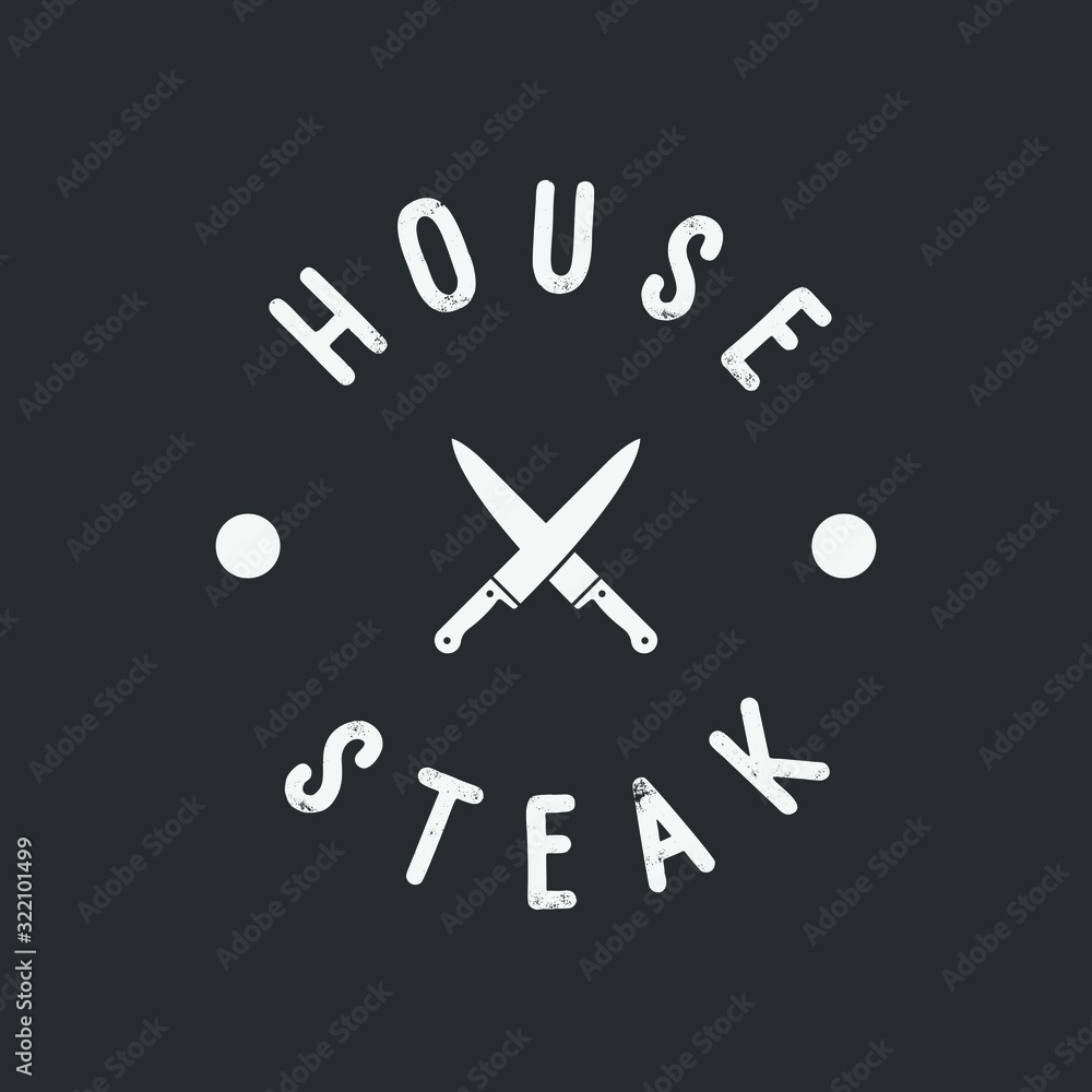 Steak house set logo with grill, steak, knife, meat, wine and beer. A restaurant. Steak cafe. Vector illustration. Steak house set logo with grill, steak, knife, meat, wine and beer. A restaurant. Steak cafe. Vector illustration.