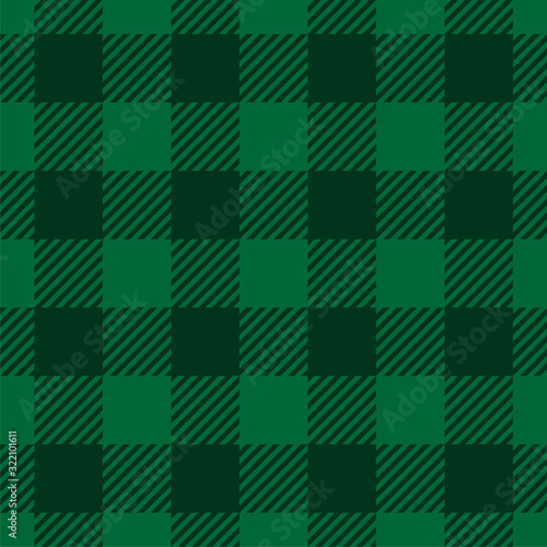 Lumberjack plaid pattern in green colors. Saint Patricks Day theme. Seamless vector pattern. Simple vintage textile design