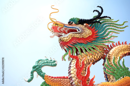 colorful a chinese dragon stucco