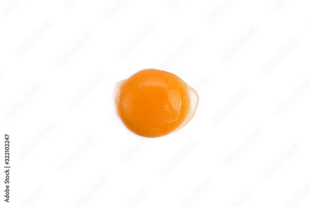 Egg yolk isolated on white background. Close up