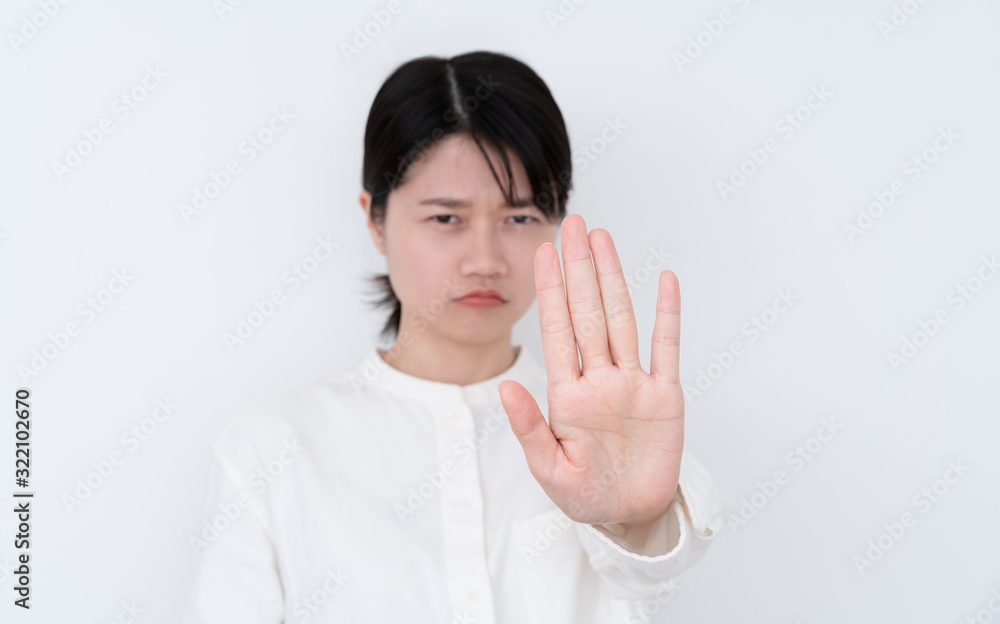 woman outstretched hand showing stop gesture woman outstretched hand showing stop gesture