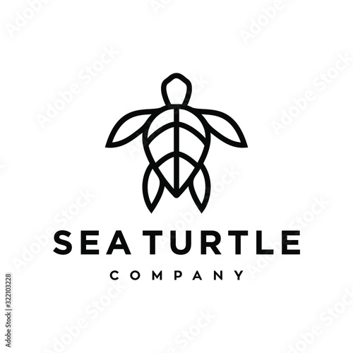 sea turtle logo icon design illustration in trendy minimal line outline style isolated on white background