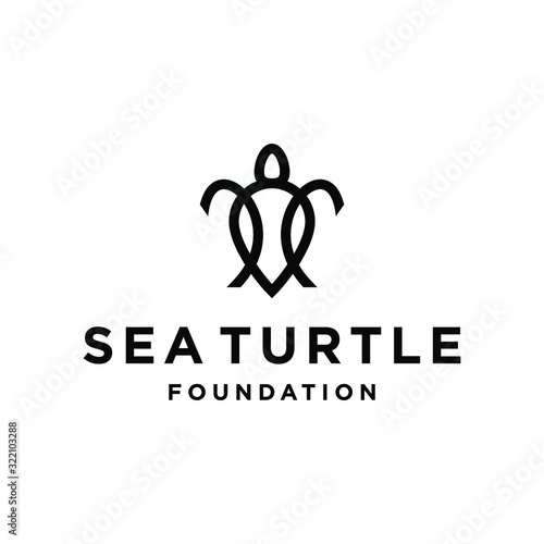 sea turtle logo icon design illustration in trendy minimal line outline style isolated on white background