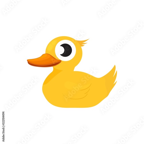 Yellow rubber duck. Cartoon cute ducky for bath