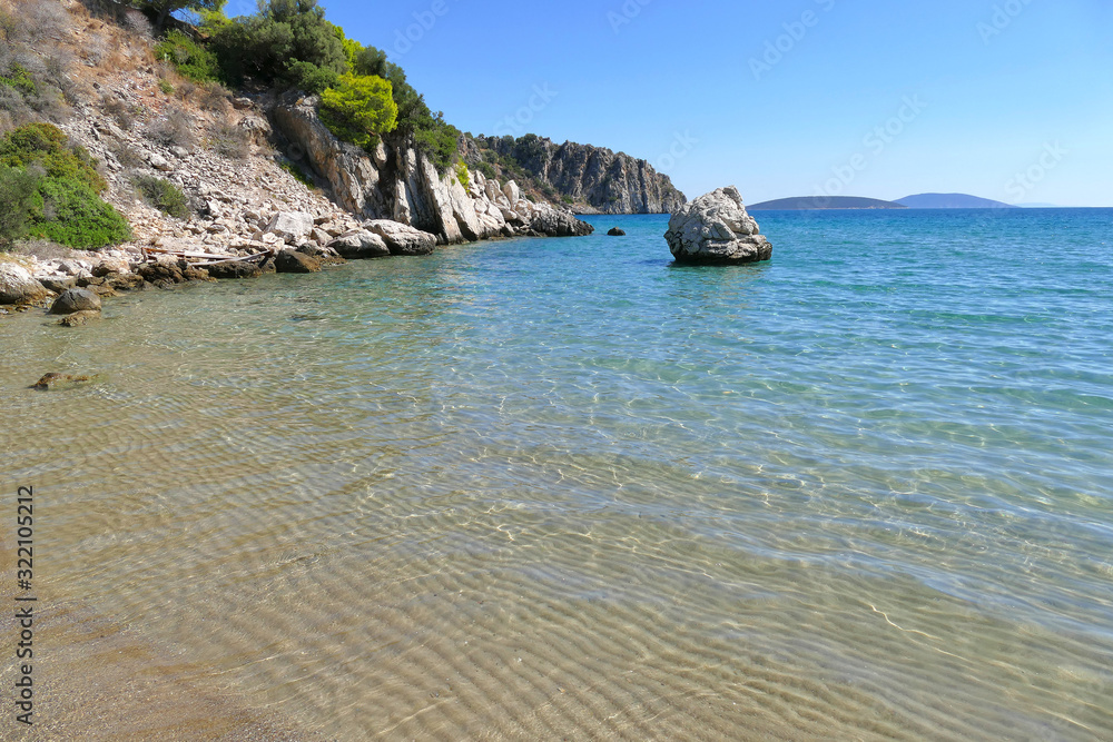 Panoramic view of the exotic beach of Tolo Panoramic view of the exotic beach of Tolo
