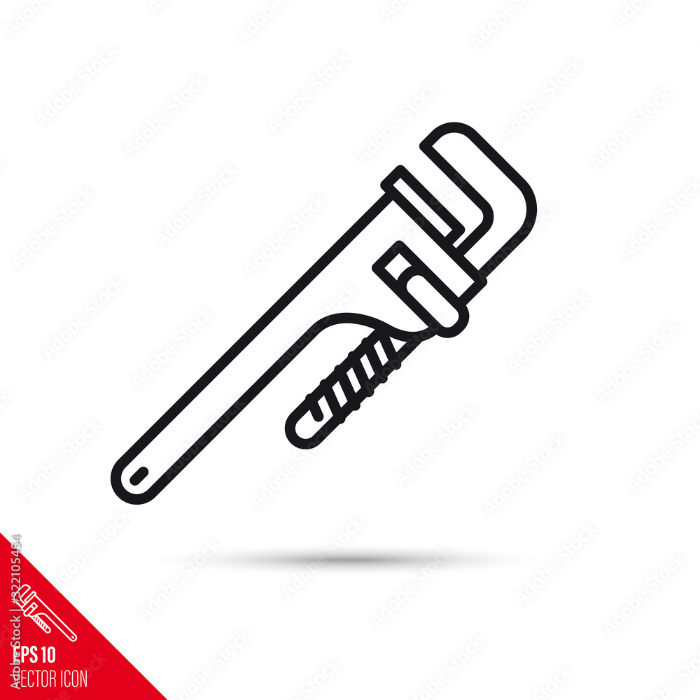 Plumbing pipe wrench vector line icon Plumbing pipe wrench vector line icon