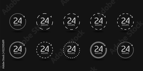 24 Hours clock arrow icons
