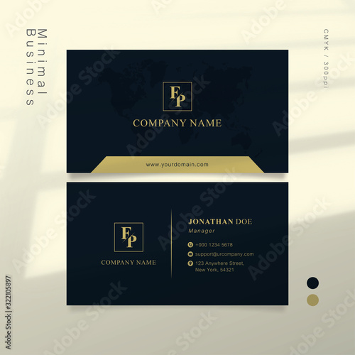 Dark blue and soft gold smart business card