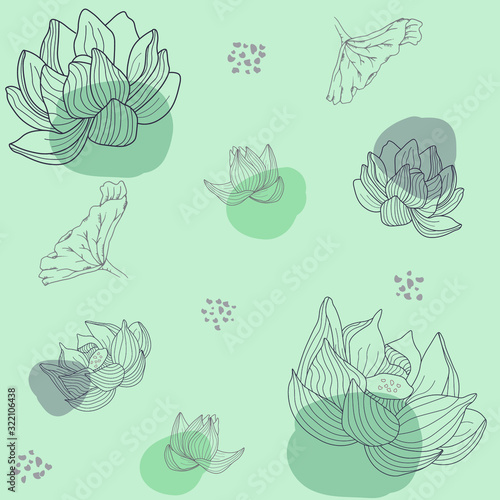 seamless pattern with water lily flower © Monika