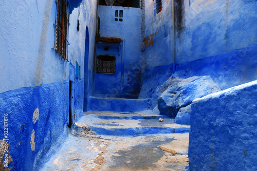 The blue city of Chefchaouen in Morocco. Architecture, views, street landscapes © Anton