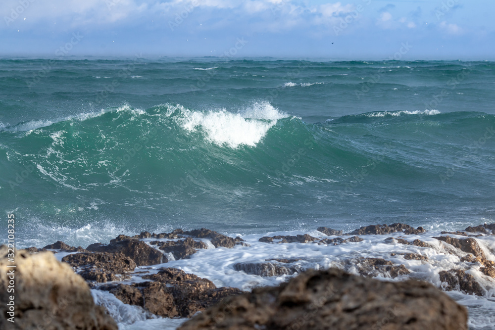 Waves and storm in the Black Sea, dramatic landscape Waves and storm in the Black Sea, dramatic landscape