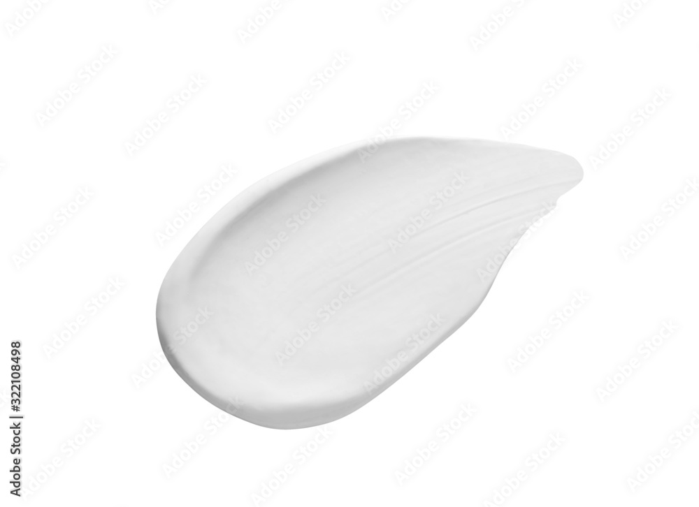 White cosmetic cream swatch isolated on white White cosmetic cream swatch isolated on white