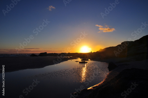 Beach sunset reflections