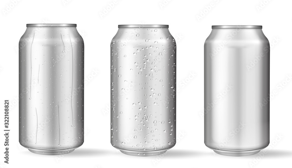 Realistic aluminum cans with water drops. Vector Realistic aluminum cans with water drops. Vector
