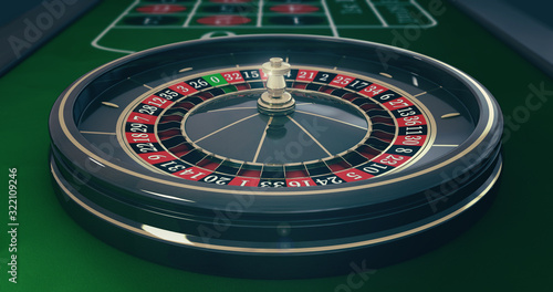Casino roulette wheel.