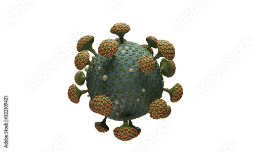 Coronaviruses Coronaviridae coronavirus  3d illustration isolated on white background photo