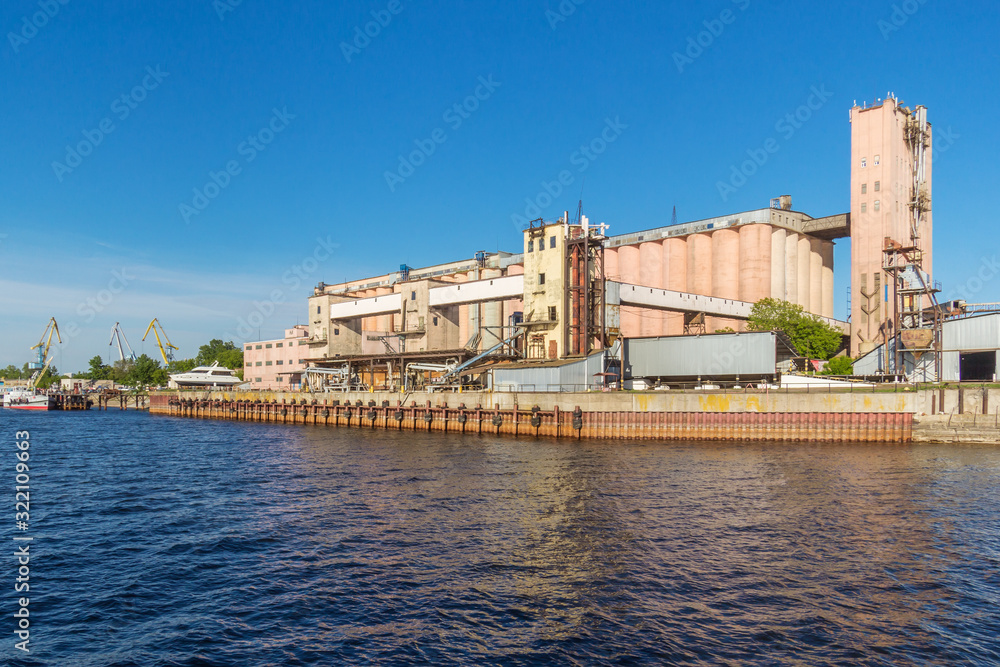 Industrial enterprise on the river bank in Kazan