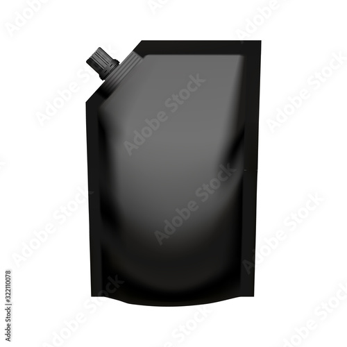 Realistic black pouch doypack with side spout